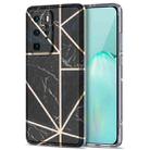 For Huawei P40 Pro Electroplating Stitching Marbled IMD Stripe Straight Edge Rubik Cube Phone Protective Case(Black) - 1