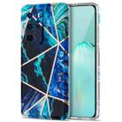 For Huawei P40 Pro Electroplating Stitching Marbled IMD Stripe Straight Edge Rubik Cube Phone Protective Case(Blue) - 1