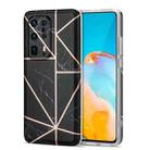 For Huawei P40 Pro+ Electroplating Stitching Marbled IMD Stripe Straight Edge Rubik Cube Phone Protective Case(Black) - 1