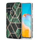 For Huawei P40 Pro+ Electroplating Stitching Marbled IMD Stripe Straight Edge Rubik Cube Phone Protective Case(Emerald Green) - 1