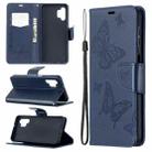 For Samsung Galaxy A32 5G Embossing Two Butterflies Pattern Horizontal Flip PU Leather Case with Holder & Card Slot & Wallet & Lanyard(Blue) - 1
