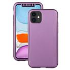 For iPhone 11 Shockproof PC Full Coverage Protective Case with Tempered Glass Film(Purple) - 1