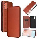 For HTC Desire 21 Pro Carbon Fiber Texture Horizontal Flip TPU + PC + PU Leather Case with Card Slot(Brown) - 1