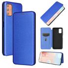 For HTC Desire 21 Pro Carbon Fiber Texture Horizontal Flip TPU + PC + PU Leather Case with Card Slot(Blue) - 1