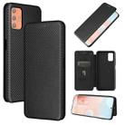 For HTC Desire 21 Pro Carbon Fiber Texture Horizontal Flip TPU + PC + PU Leather Case with Card Slot(Black) - 1