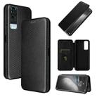 For vivo Y51 2020 Carbon Fiber Texture Horizontal Flip TPU + PC + PU Leather Case with Card Slot(Black) - 1