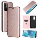 For OnePlus 9 Carbon Fiber Texture Horizontal Flip TPU + PC + PU Leather Case with Card Slot(Pink) - 1