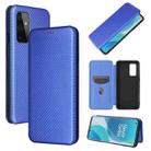 For OnePlus 9 Carbon Fiber Texture Horizontal Flip TPU + PC + PU Leather Case with Card Slot(Blue) - 1