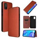 For UMIDIGI A7S Carbon Fiber Texture Horizontal Flip TPU + PC + PU Leather Case with Card Slot(Brown) - 1