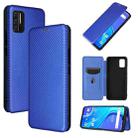 For UMIDIGI A7S Carbon Fiber Texture Horizontal Flip TPU + PC + PU Leather Case with Card Slot(Blue) - 1