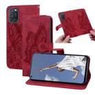For OPPO A52 / A72 / A92 Retro Skin Feel Butterflies Embossing Horizontal Flip Leather Case with Holder & Card Slots & Wallet(Red) - 1