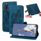 For OPPO A52 / A72 / A92 Retro Skin Feel Butterflies Embossing Horizontal Flip Leather Case with Holder & Card Slots & Wallet(Blue) - 1