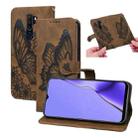 For OPPO A9 (2020) Retro Skin Feel Butterflies Embossing Horizontal Flip Leather Case with Holder & Card Slots & Wallet(Brown) - 1