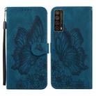 For Huawei P Smart 2021 Retro Skin Feel Butterflies Embossing Horizontal Flip Leather Case with Holder & Card Slots & Wallet(Blue) - 1