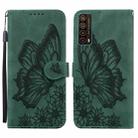 For Huawei P Smart 2021 Retro Skin Feel Butterflies Embossing Horizontal Flip Leather Case with Holder & Card Slots & Wallet(Green) - 1