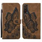 For Huawei P Smart 2021 Retro Skin Feel Butterflies Embossing Horizontal Flip Leather Case with Holder & Card Slots & Wallet(Brown) - 1