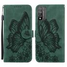 For Huawei Honor 10X Lite Retro Skin Feel Butterflies Embossing Horizontal Flip Leather Case with Holder & Card Slots & Wallet(Green) - 1