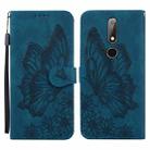 For Nokia 2.4 Retro Skin Feel Butterflies Embossing Horizontal Flip Leather Case with Holder & Card Slots & Wallet(Blue) - 1