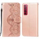 For Huawei nova 7 Pro 5G Flower Vine Embossing Pattern Horizontal Flip Leather Case with Card Slot & Holder & Wallet & Lanyard(Rose Gold) - 1