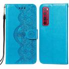 For Huawei nova 7 Pro 5G Flower Vine Embossing Pattern Horizontal Flip Leather Case with Card Slot & Holder & Wallet & Lanyard(Blue) - 1