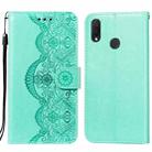 For Huawei P smart+ / nova 3i Flower Vine Embossing Pattern Horizontal Flip Leather Case with Card Slot & Holder & Wallet & Lanyard(Green) - 1