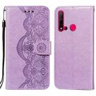 For Huawei P20 Lite (2019) Flower Vine Embossing Pattern Horizontal Flip Leather Case with Card Slot & Holder & Wallet & Lanyard(Purple) - 1