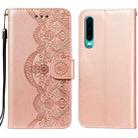 For Huawei P30 Flower Vine Embossing Pattern Horizontal Flip Leather Case with Card Slot & Holder & Wallet & Lanyard(Rose Gold) - 1