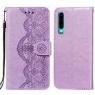 For Huawei P30 Flower Vine Embossing Pattern Horizontal Flip Leather Case with Card Slot & Holder & Wallet & Lanyard(Purple) - 1