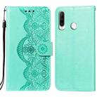 For Huawei P30 Lite / nova 4e Flower Vine Embossing Pattern Horizontal Flip Leather Case with Card Slot & Holder & Wallet & Lanyard(Green) - 1