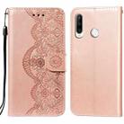 For Huawei P30 Lite / nova 4e Flower Vine Embossing Pattern Horizontal Flip Leather Case with Card Slot & Holder & Wallet & Lanyard(Rose Gold) - 1