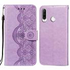 For Huawei P30 Lite / nova 4e Flower Vine Embossing Pattern Horizontal Flip Leather Case with Card Slot & Holder & Wallet & Lanyard(Purple) - 1