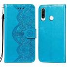 For Huawei P30 Lite / nova 4e Flower Vine Embossing Pattern Horizontal Flip Leather Case with Card Slot & Holder & Wallet & Lanyard(Blue) - 1