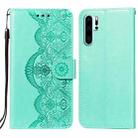 For Huawei P30 Pro Flower Vine Embossing Pattern Horizontal Flip Leather Case with Card Slot & Holder & Wallet & Lanyard(Green) - 1