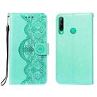 For Huawei P40 Lite E / Y7p Flower Vine Embossing Pattern Horizontal Flip Leather Case with Card Slot & Holder & Wallet & Lanyard(Green) - 1