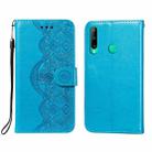 For Huawei P40 Lite E / Y7p Flower Vine Embossing Pattern Horizontal Flip Leather Case with Card Slot & Holder & Wallet & Lanyard(Blue) - 1