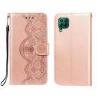 For Huawei P40 Lite / nova 6 SE Flower Vine Embossing Pattern Horizontal Flip Leather Case with Card Slot & Holder & Wallet & Lanyard(Rose Gold) - 1