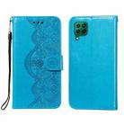 For Huawei P40 Lite / nova 6 SE Flower Vine Embossing Pattern Horizontal Flip Leather Case with Card Slot & Holder & Wallet & Lanyard(Blue) - 1