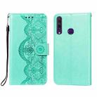 For Huawei Y6p Flower Vine Embossing Pattern Horizontal Flip Leather Case with Card Slot & Holder & Wallet & Lanyard(Green) - 1