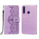 For Huawei Y6p Flower Vine Embossing Pattern Horizontal Flip Leather Case with Card Slot & Holder & Wallet & Lanyard(Purple) - 1