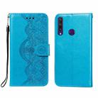 For Huawei Y6p Flower Vine Embossing Pattern Horizontal Flip Leather Case with Card Slot & Holder & Wallet & Lanyard(Blue) - 1