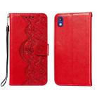 For Huawei Y5 (2019) / Honor 8S Flower Vine Embossing Pattern Horizontal Flip Leather Case with Card Slot & Holder & Wallet & Lanyard(Red) - 1