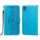 For Huawei Y5 (2019) / Honor 8S Flower Vine Embossing Pattern Horizontal Flip Leather Case with Card Slot & Holder & Wallet & Lanyard(Blue) - 1