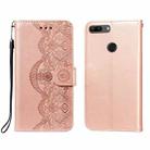For Huawei Honor 7S / Y5 (2018) Flower Vine Embossing Pattern Horizontal Flip Leather Case with Card Slot & Holder & Wallet & Lanyard(Rose Gold) - 1