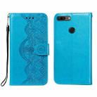 For Huawei Honor 7S / Y5 (2018) Flower Vine Embossing Pattern Horizontal Flip Leather Case with Card Slot & Holder & Wallet & Lanyard(Blue) - 1