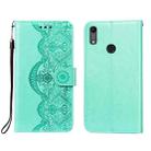 For Huawei Honor 8A / Y6 (2019) Flower Vine Embossing Pattern Horizontal Flip Leather Case with Card Slot & Holder & Wallet & Lanyard(Green) - 1