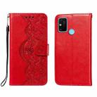 For Huawei Honor 9A Flower Vine Embossing Pattern Horizontal Flip Leather Case with Card Slot & Holder & Wallet & Lanyard(Red) - 1