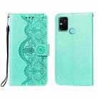 For Huawei Honor 9A Flower Vine Embossing Pattern Horizontal Flip Leather Case with Card Slot & Holder & Wallet & Lanyard(Green) - 1