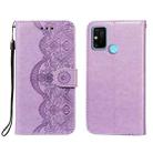 For Huawei Honor 9A Flower Vine Embossing Pattern Horizontal Flip Leather Case with Card Slot & Holder & Wallet & Lanyard(Purple) - 1