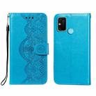 For Huawei Honor 9A Flower Vine Embossing Pattern Horizontal Flip Leather Case with Card Slot & Holder & Wallet & Lanyard(Blue) - 1