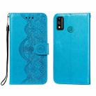 For Huawei Honor 9X Lite Flower Vine Embossing Pattern Horizontal Flip Leather Case with Card Slot & Holder & Wallet & Lanyard(Blue) - 1